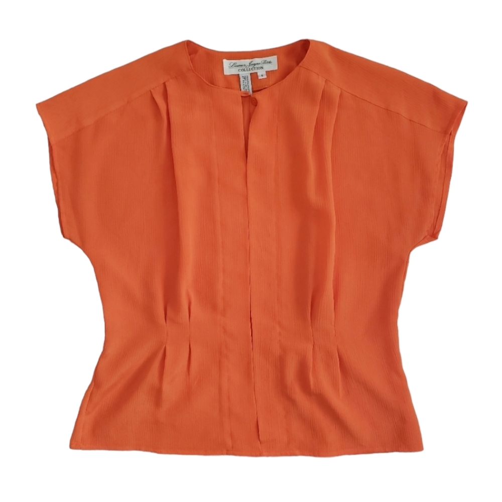 Vintage bright orange square cap sleeve top 6p